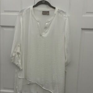 Chico's White Blouse with Asymmetrical Hem